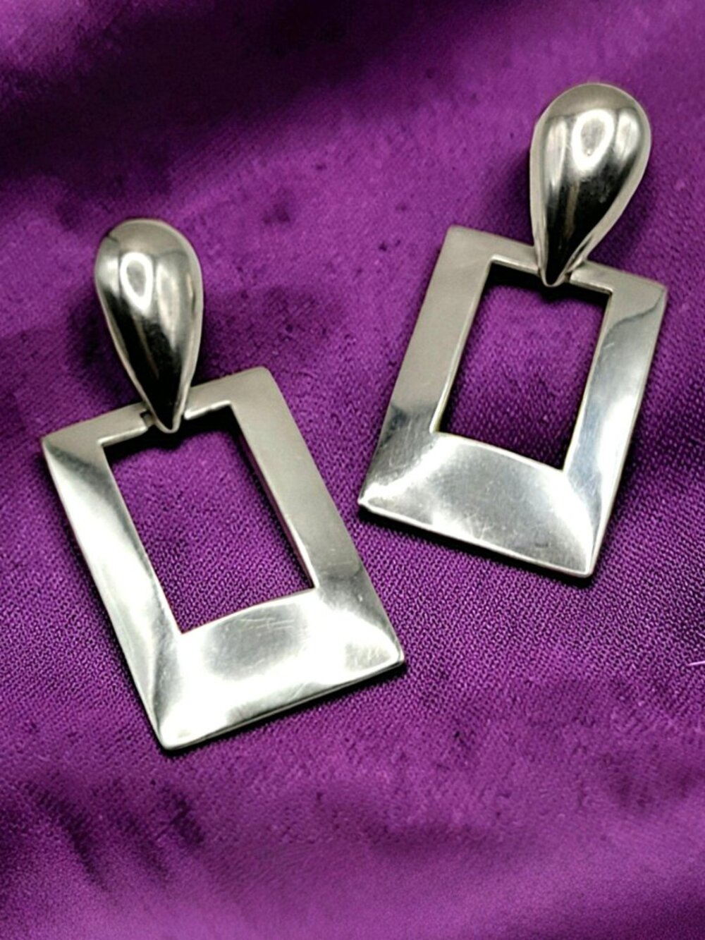 Artisan 925 Sterling Silver Modernist Clip-On Earrings